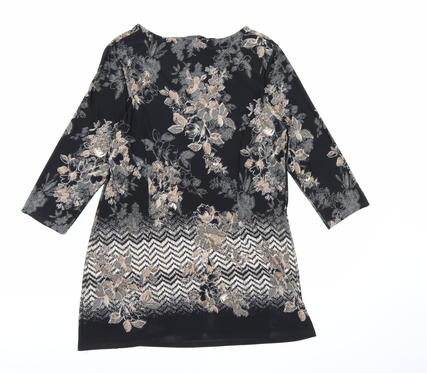 David Emmanuel Womens Black Floral  A-Line  Size 16