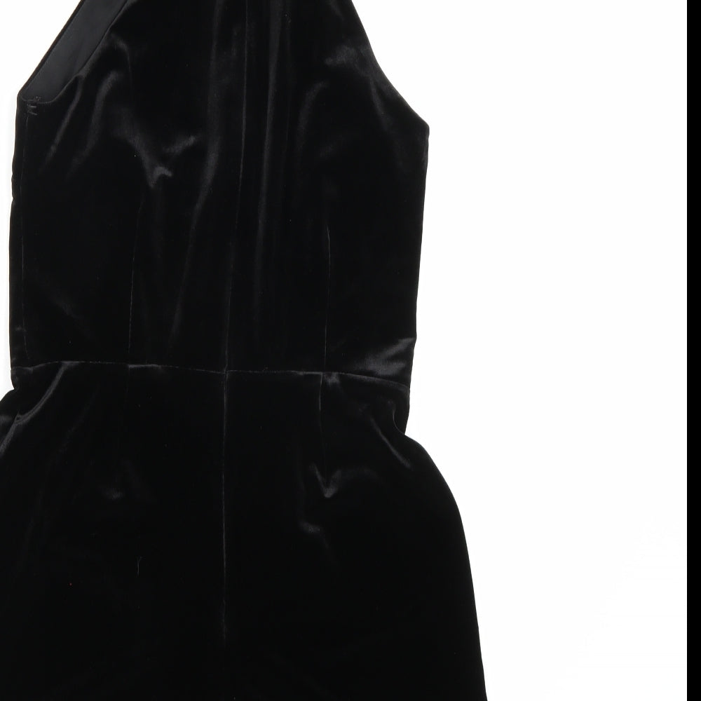 New Look Womens Black  Velour Playsuit One-Piece Size 8 L3 in