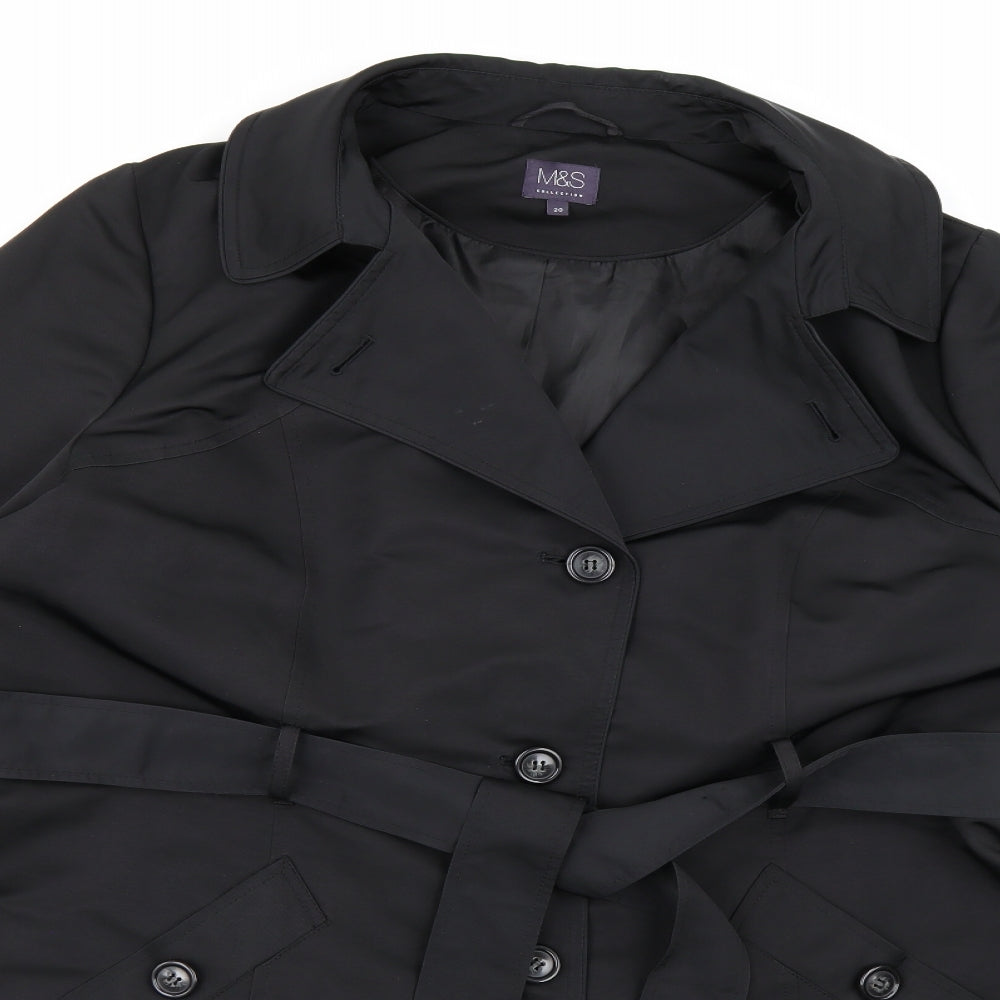Marks and Spencer Womens Black  Rayon Pea Coat Coat Size 20