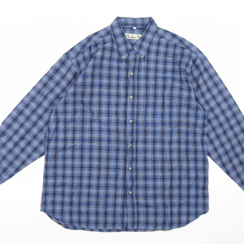 AN:X Mens Blue Check   Button-Up Size XL
