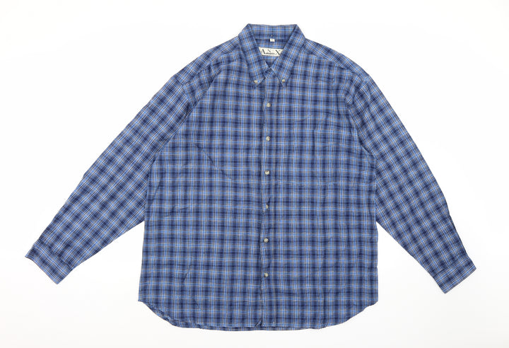 AN:X Mens Blue Check Button-Up Size XL