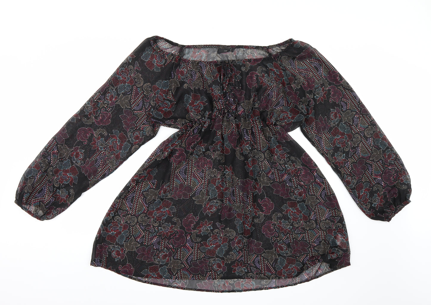 NEXT Womens Black Floral Chiffon Basic Blouse Size 20