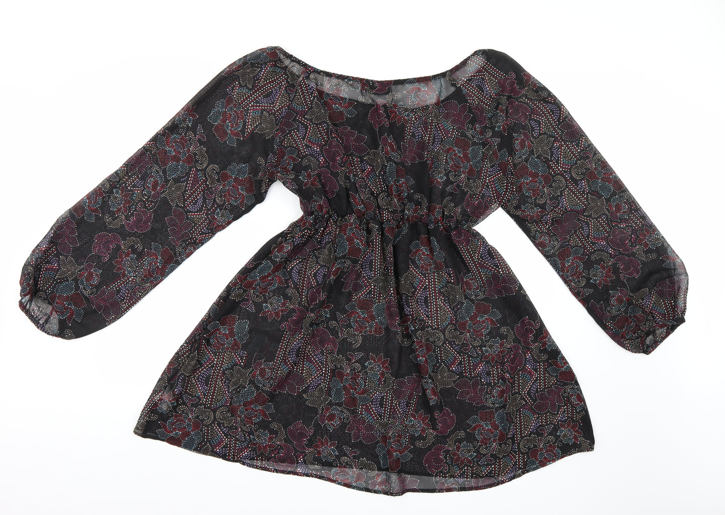 NEXT Womens Black Floral Chiffon Basic Blouse Size 20