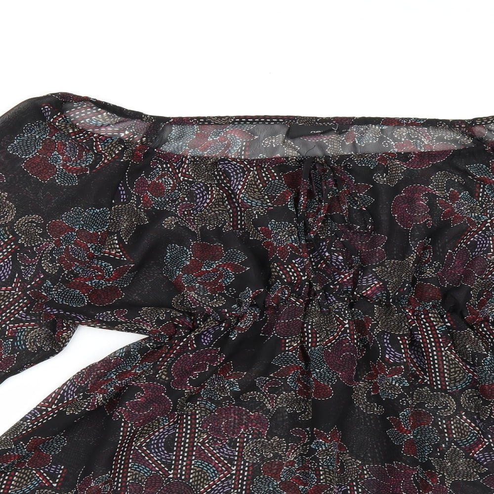 NEXT Womens Black Floral Chiffon Basic Blouse Size 20