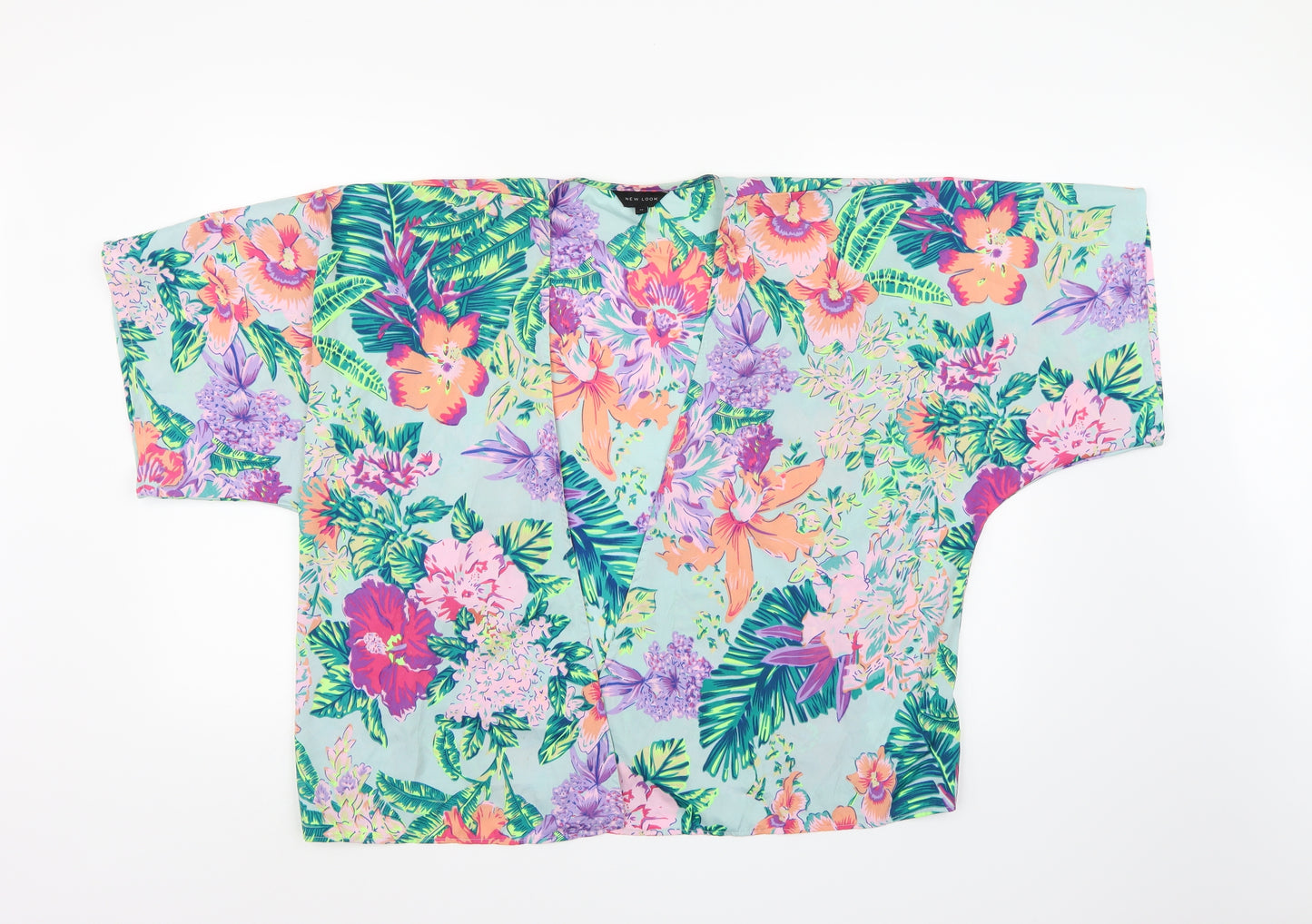New Look Womens Blue Floral  Kimono Blouse Size 12