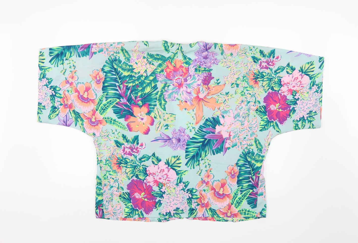 New Look Womens Blue Floral  Kimono Blouse Size 12