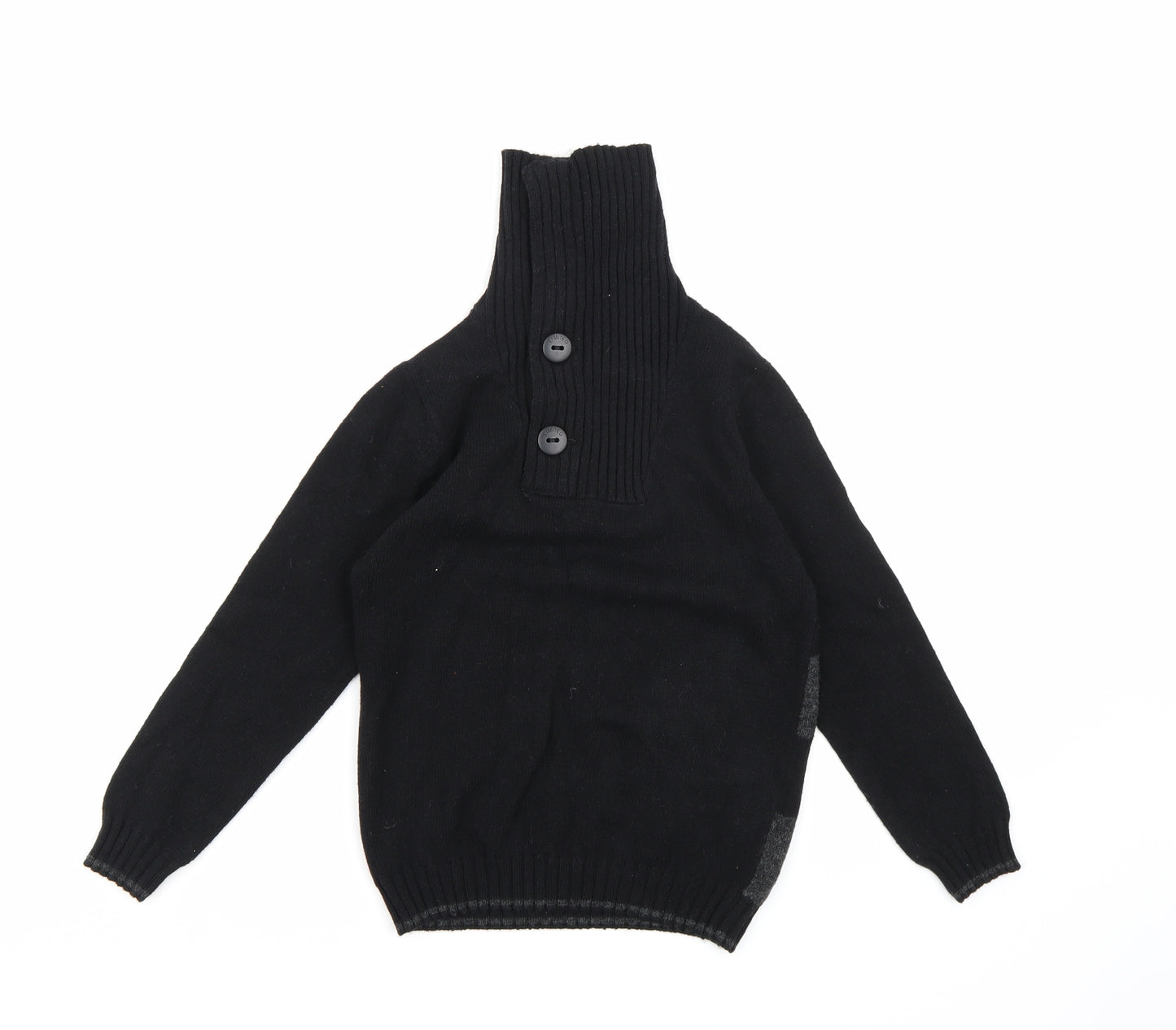 Marks and Spencer Boys Black Striped Knit Pullover Jumper Size 7-8 Years