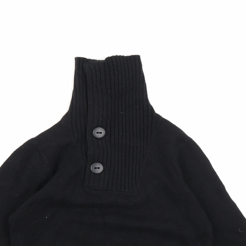 Marks and Spencer Boys Black Striped Knit Pullover Jumper Size 7-8 Years