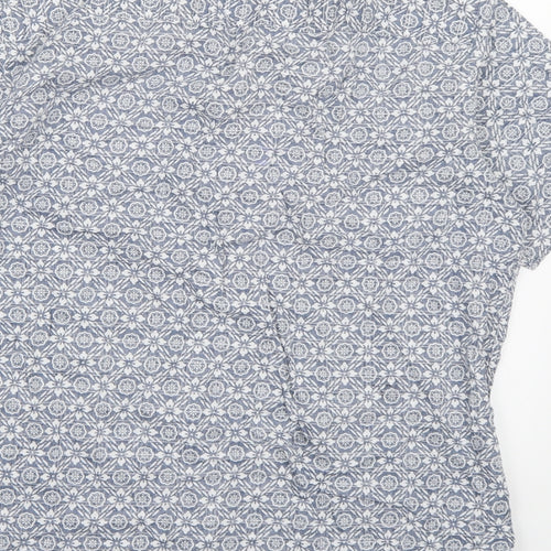 TU Mens Blue Geometric   Button-Up Size L