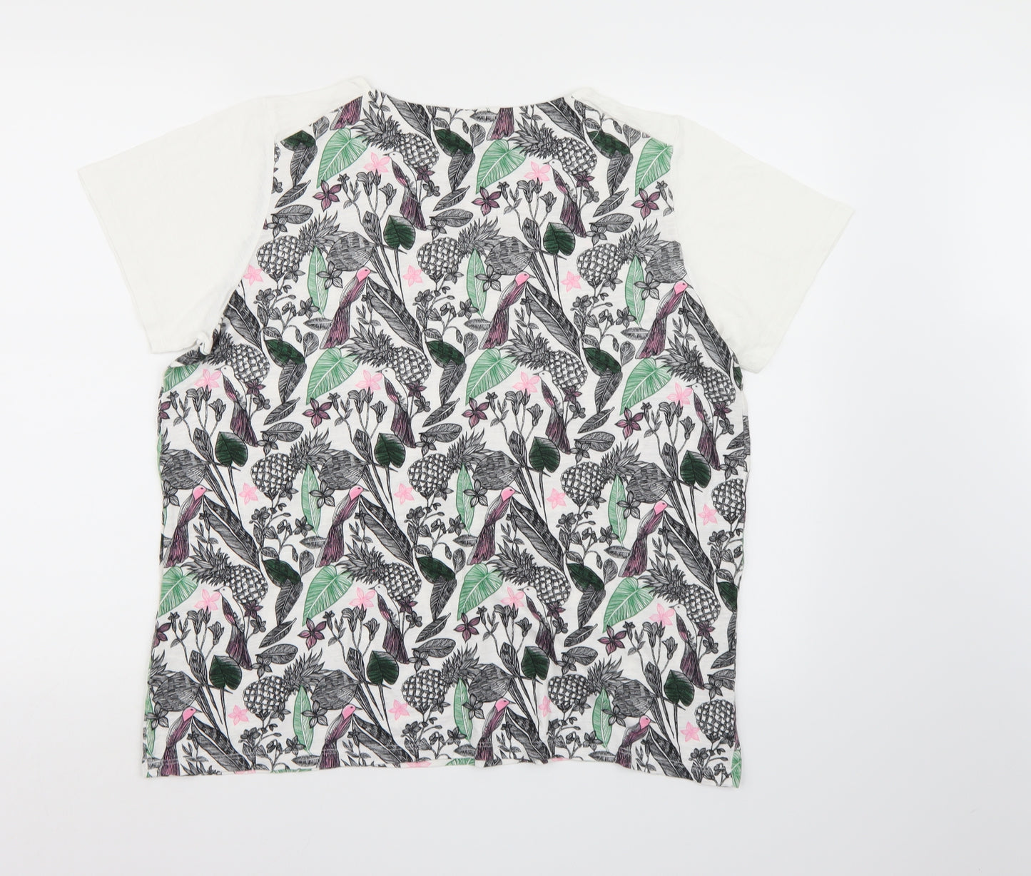Per Una Womens White Floral  Basic T-Shirt Size 16