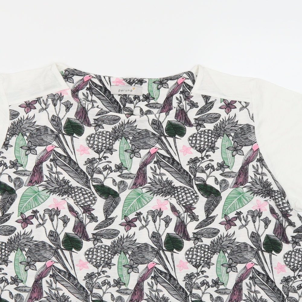 Per Una Womens White Floral  Basic T-Shirt Size 16