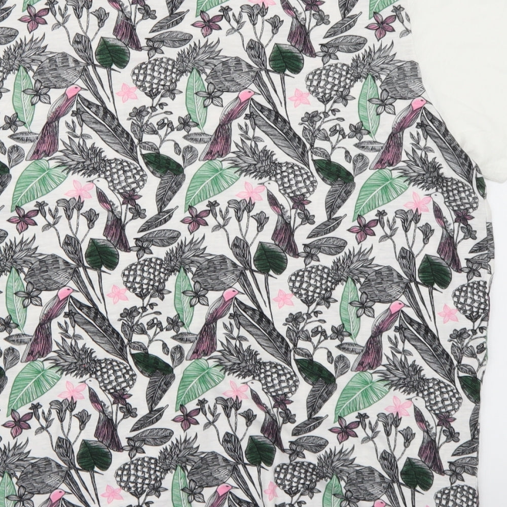 Per Una Womens White Floral  Basic T-Shirt Size 16