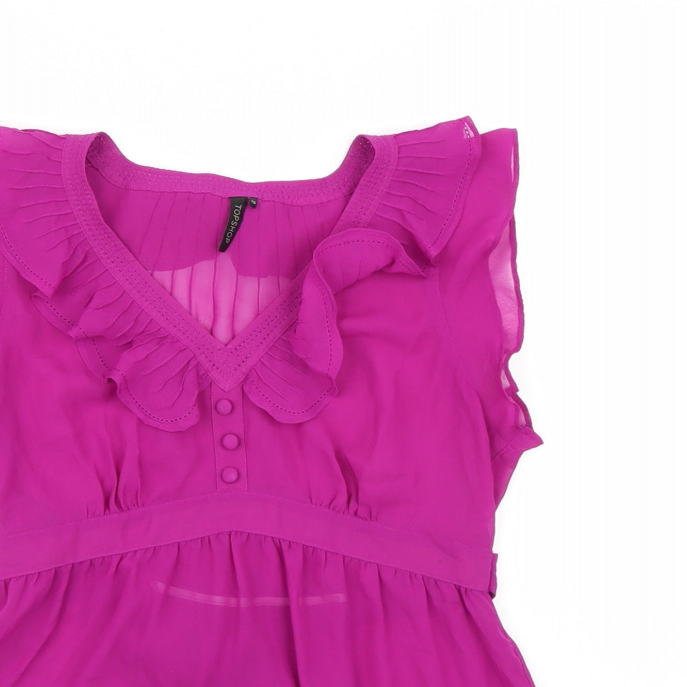 Topshop Womens Purple  Chiffon Basic Blouse Size 10