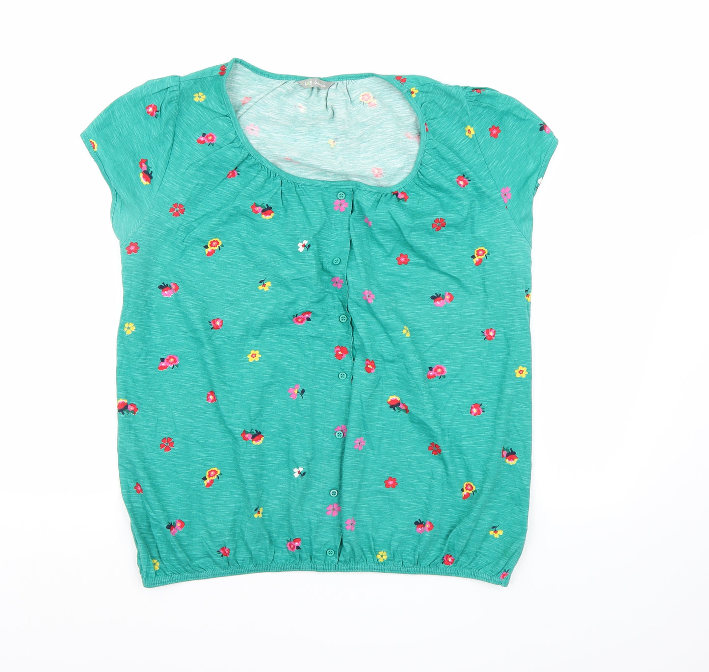 Marks and Spencer Womens Green Floral  Basic T-Shirt Size 16