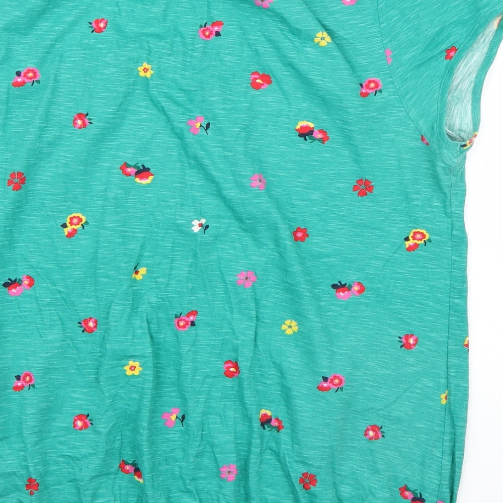 Marks and Spencer Womens Green Floral  Basic T-Shirt Size 16