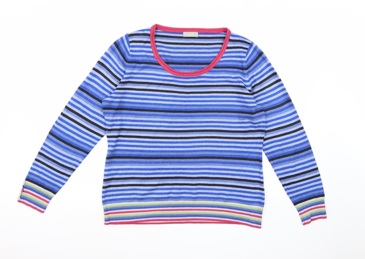 Per Una Womens Blue Striped Knit Pullover Jumper Size 18