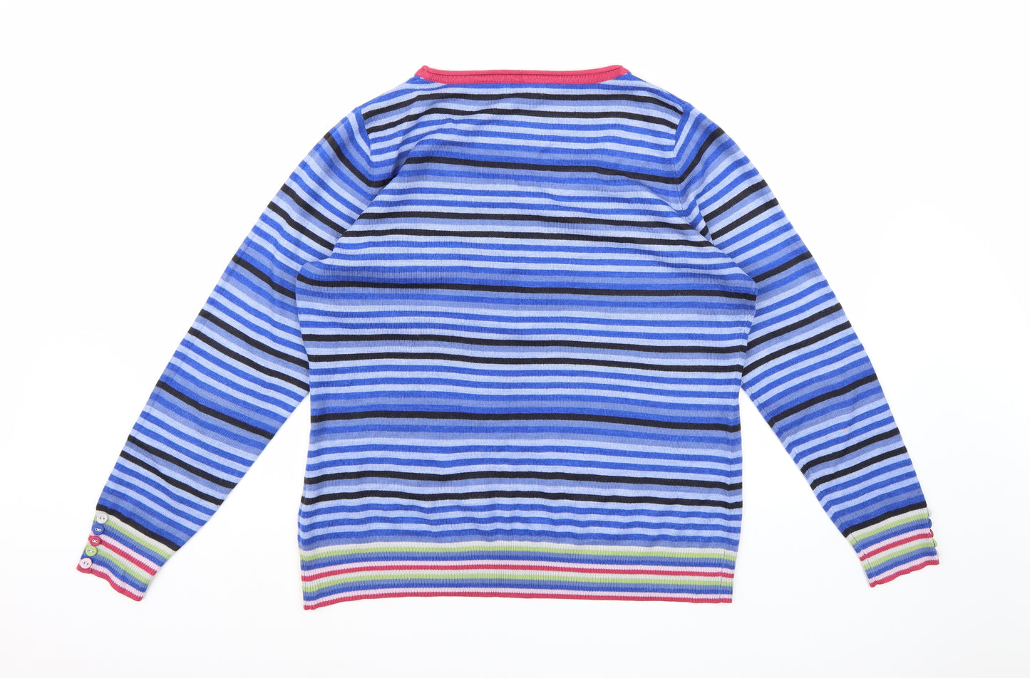Per Una Womens Blue Striped Knit Pullover Jumper Size 18