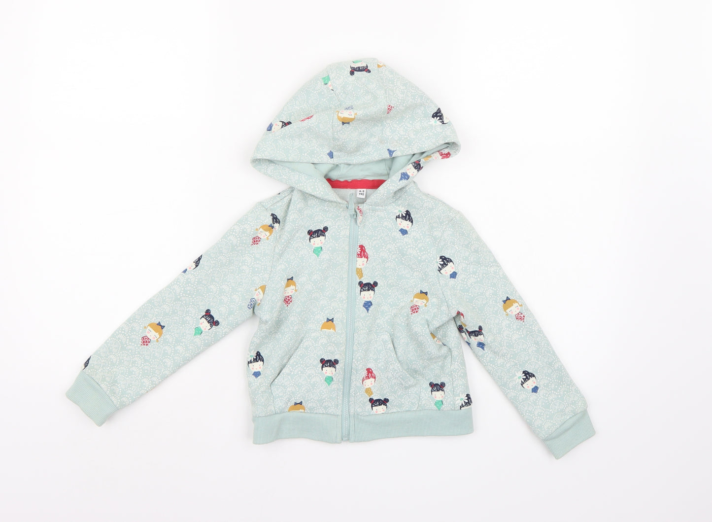Marks and Spencer Girls Blue  Jersey Full Zip Hoodie Size 4-5 Years