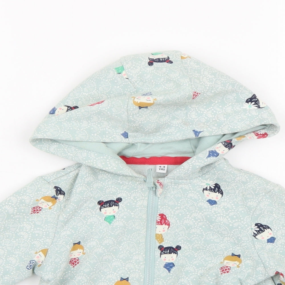 Marks and Spencer Girls Blue  Jersey Full Zip Hoodie Size 4-5 Years