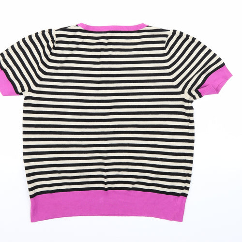 Marks and Spencer Womens Black Striped Knit Pullover Jumper Size 16