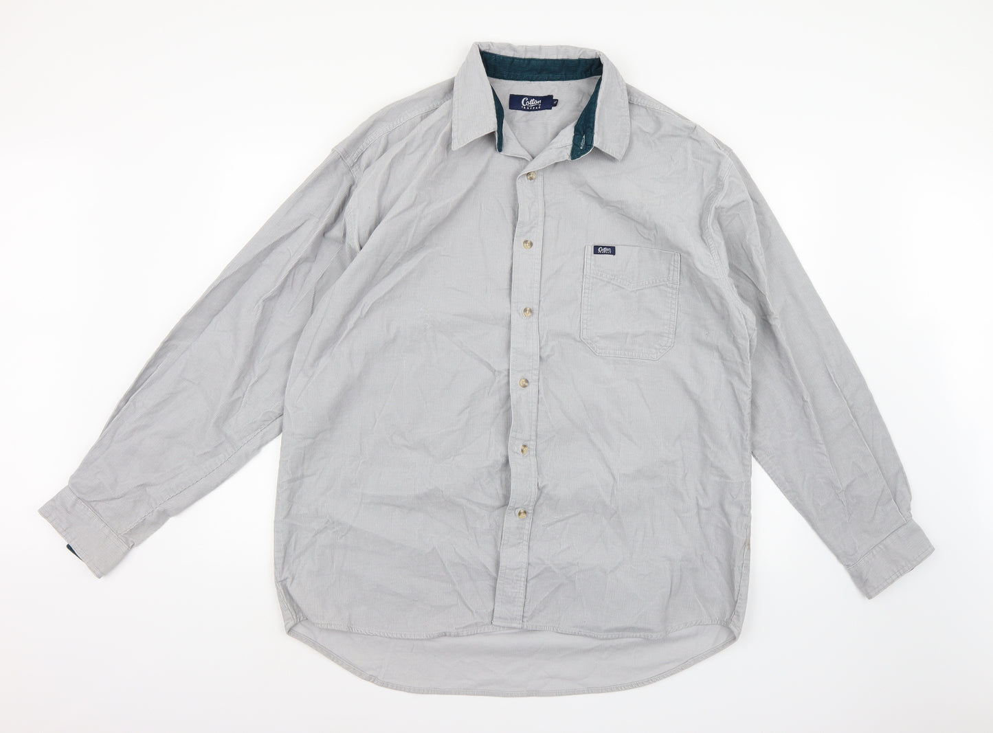 Cotton Traders Mens Grey  Corduroy  Button-Up Size XL