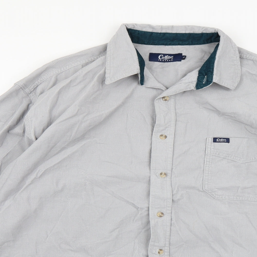 Cotton Traders Mens Grey  Corduroy  Button-Up Size XL