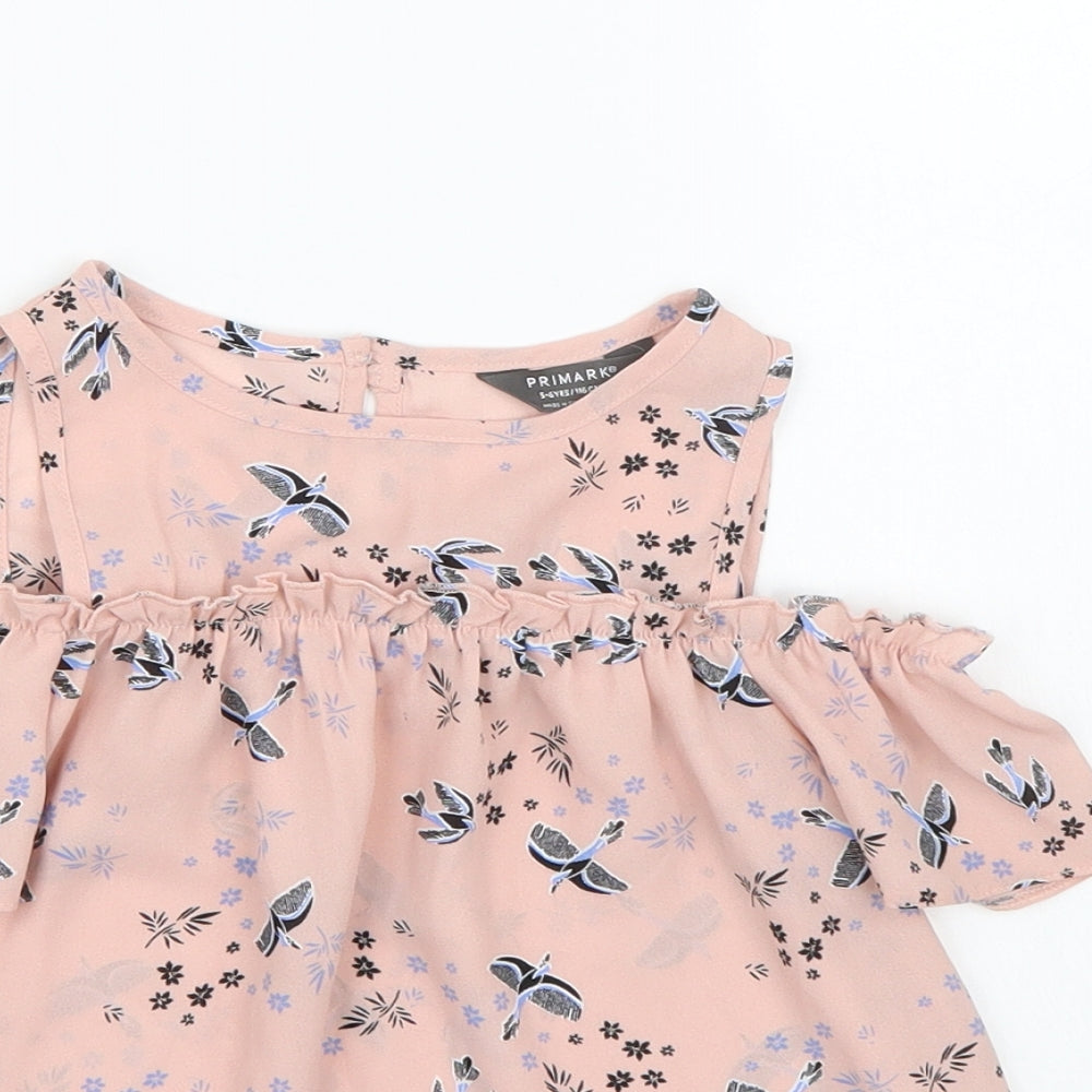 Primark Girls Pink Floral Chiffon Basic Blouse Size 5-6 Years