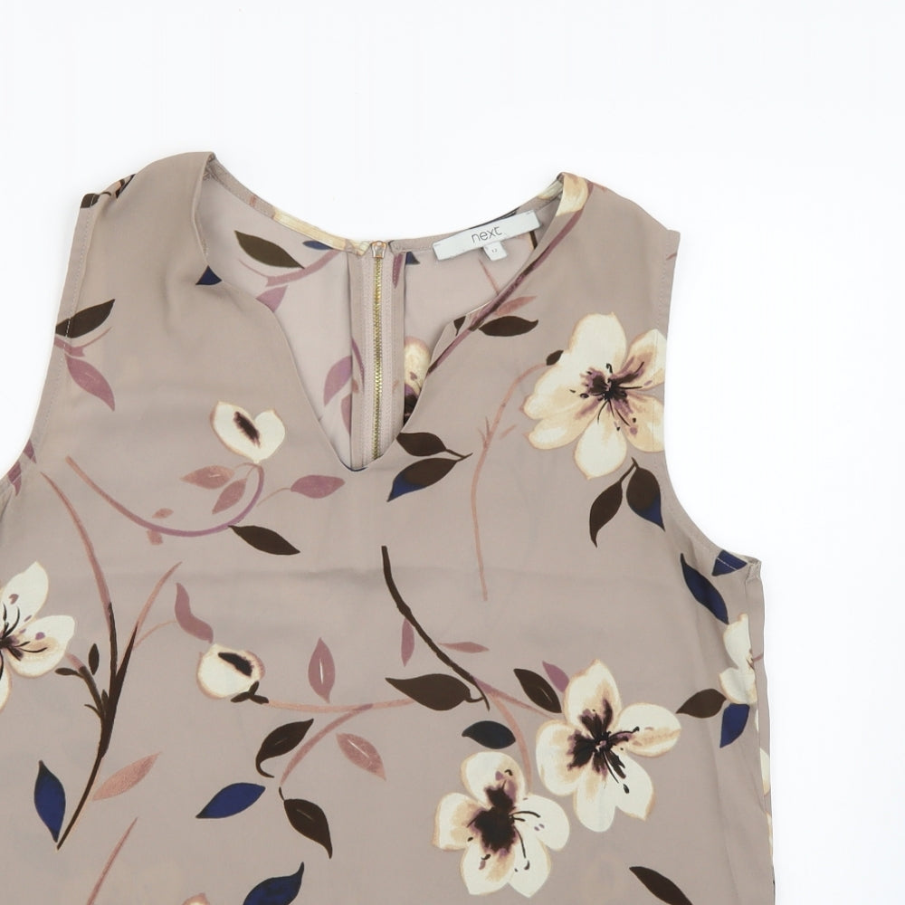 NEXT Womens Brown Floral Chiffon Camisole Tank Size 12