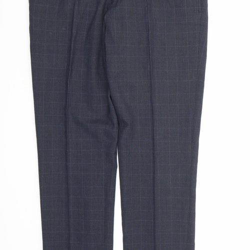 NEXT Mens Blue Check Rayon Dress Pants Trousers  L29 in