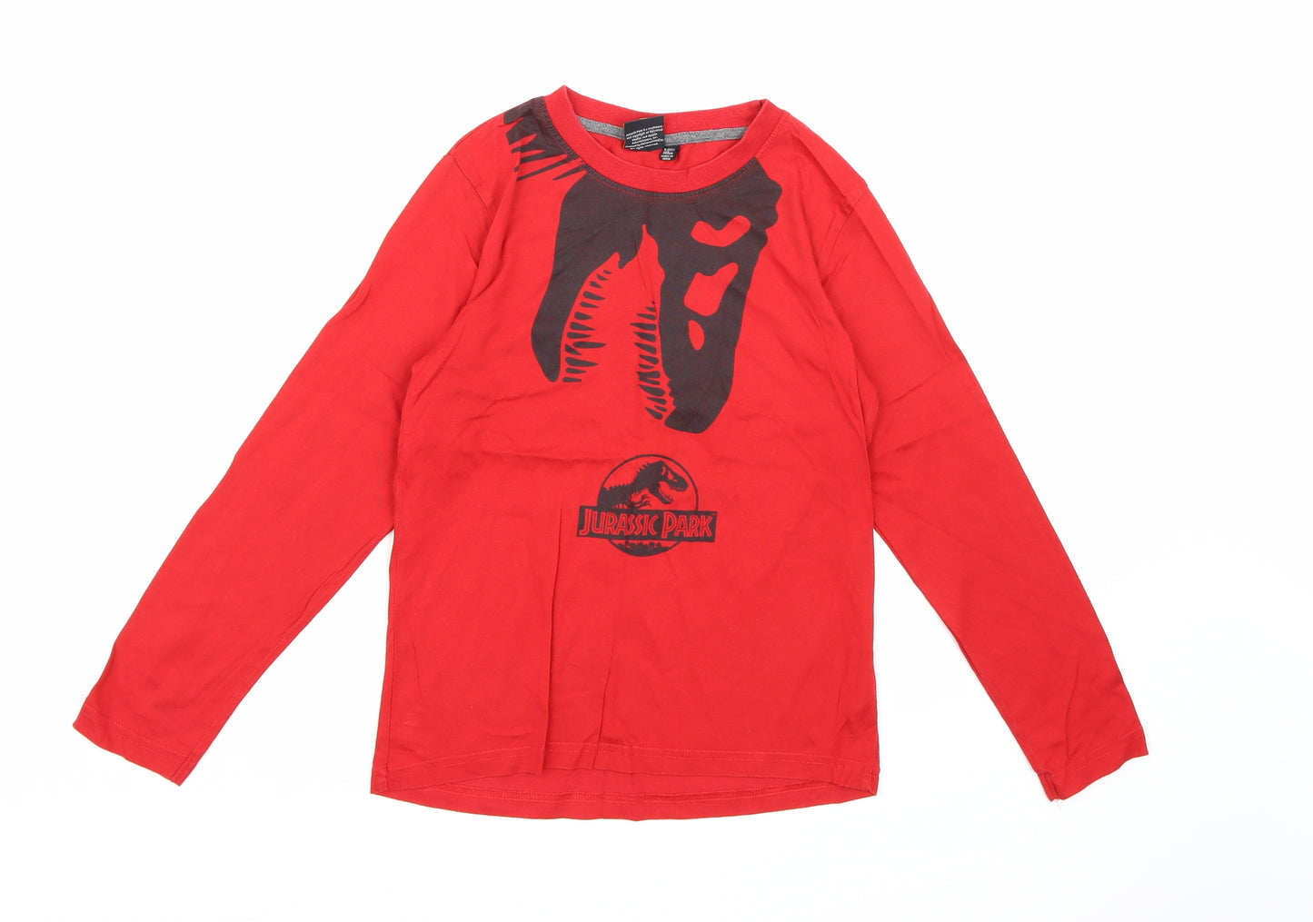 Jurassic Park Boys Red   Basic T-Shirt Size 9-10 Years  - Dinosaur print