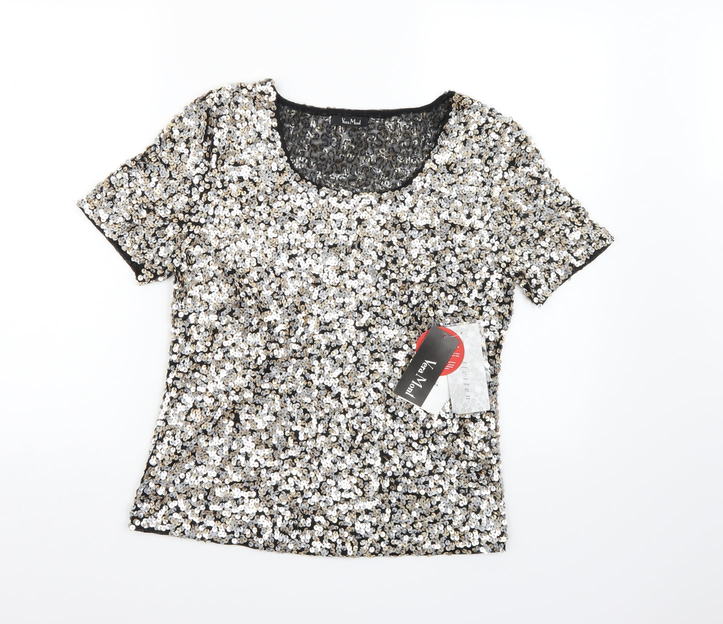 Vera Mont Womens Silver   Basic T-Shirt Size 14