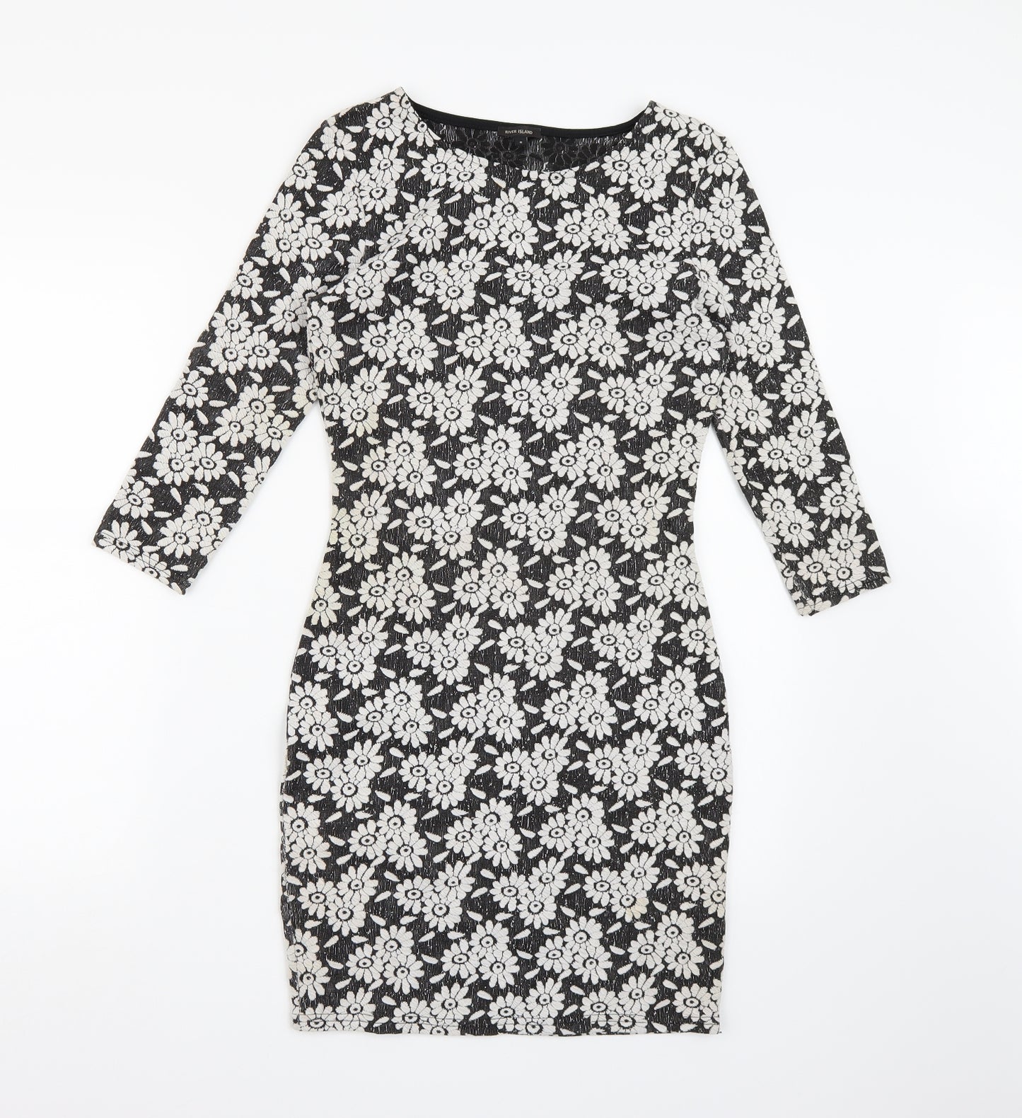 River Island Womens Black Floral  A-Line  Size 8