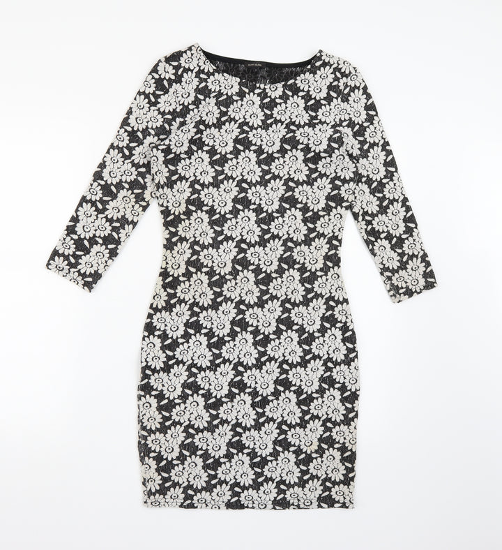 River Island Womens Black Floral  A-Line  Size 8
