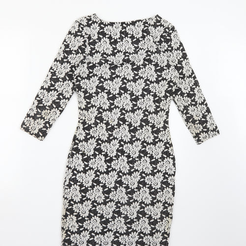 River Island Womens Black Floral  A-Line  Size 8