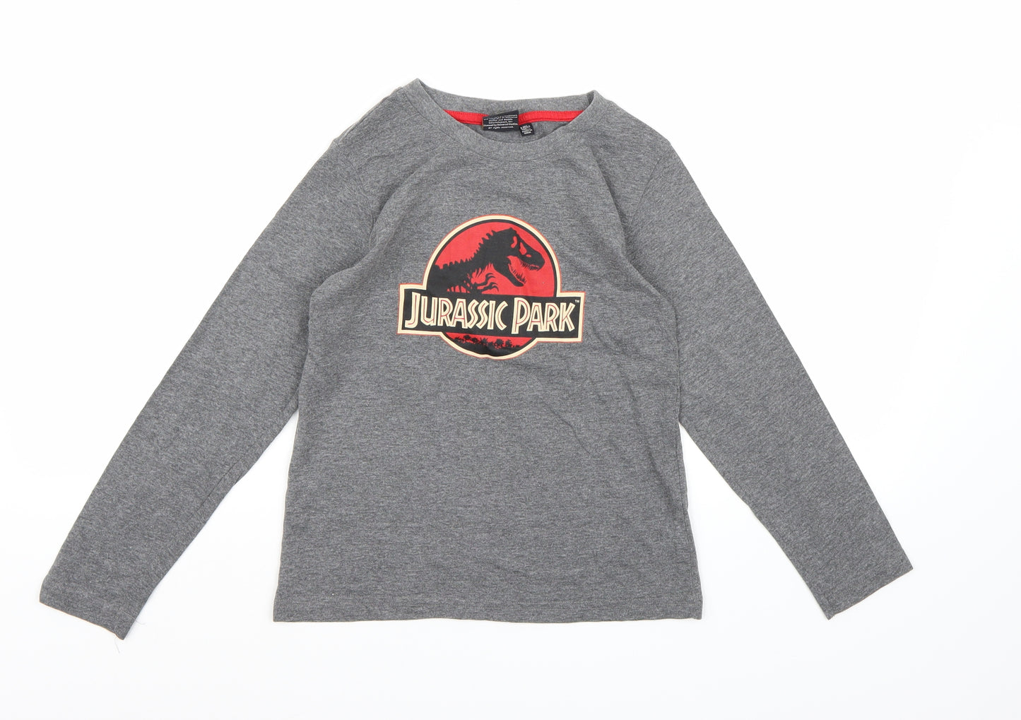 Jurassic Park Boys Grey   Basic T-Shirt Size 9-10 Years  - Jurassic Park