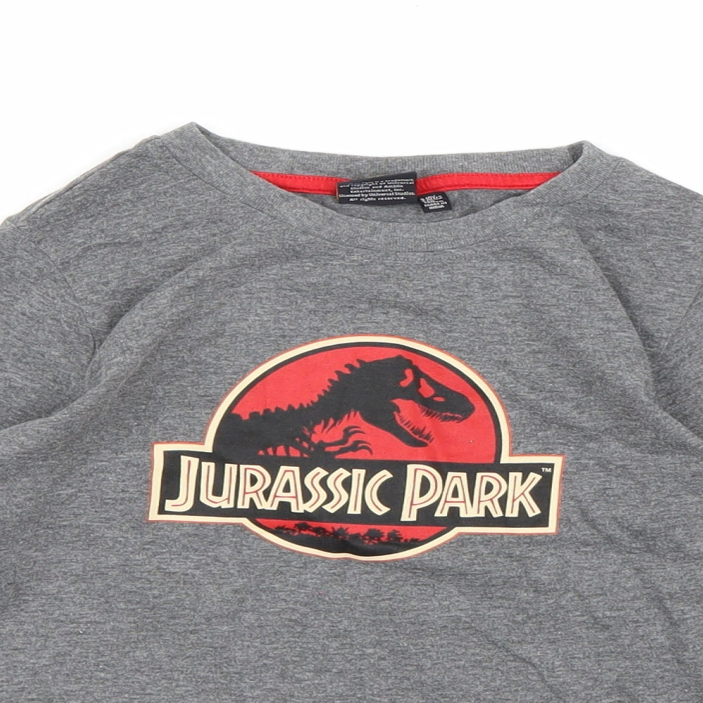 Jurassic Park Boys Grey   Basic T-Shirt Size 9-10 Years  - Jurassic Park