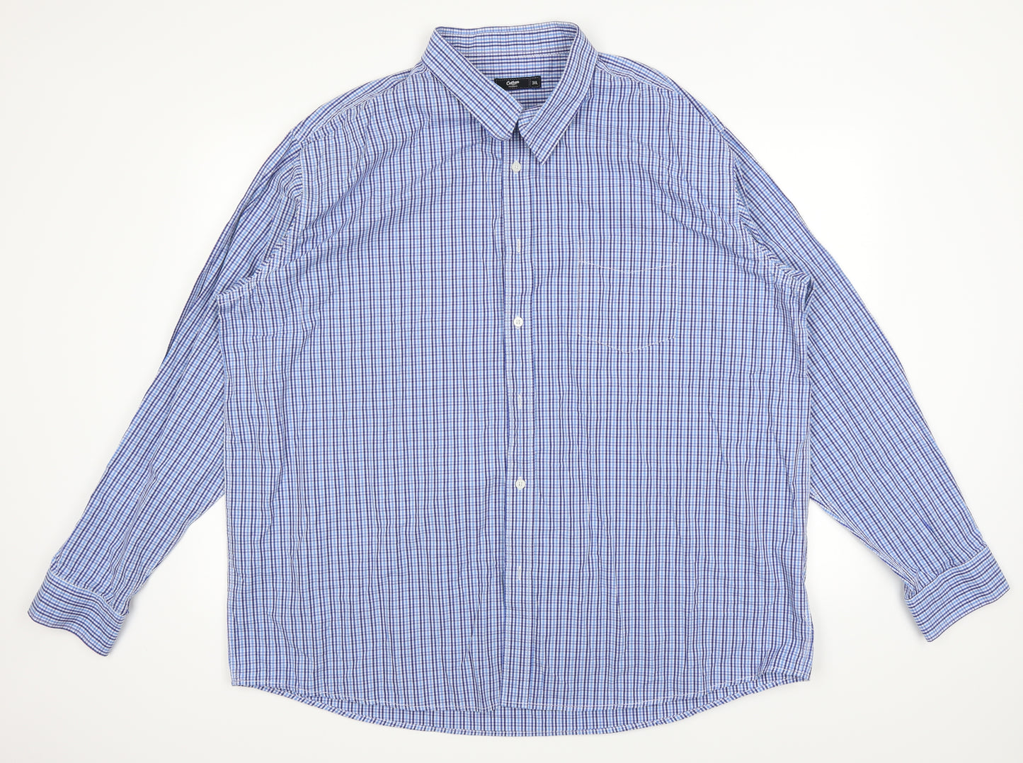 Cotton Traders Mens Blue Plaid   Button-Up Size 3XL