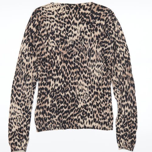 Warehouse Womens Brown Animal Print  Cardigan Jumper Size 6