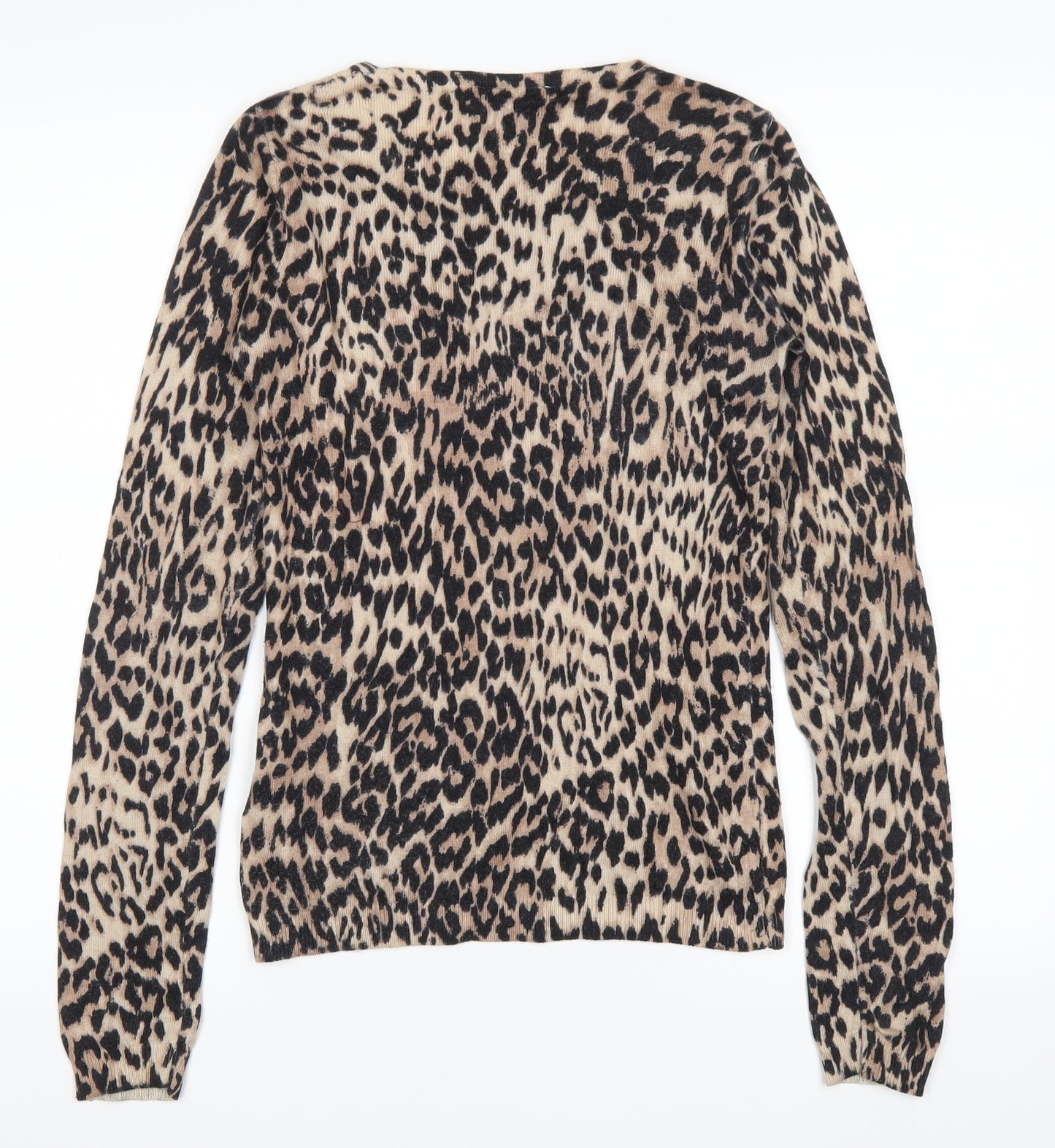 Warehouse Womens Brown Animal Print  Cardigan Jumper Size 6