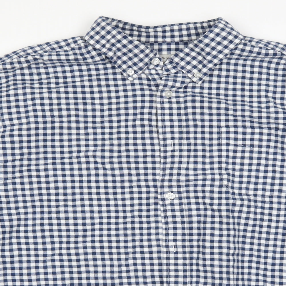 TU  Mens Blue Plaid   Button-Up Size XL