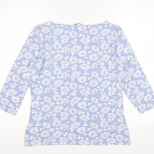 Marks and Spencer Womens Blue Floral  Basic T-Shirt Size 16