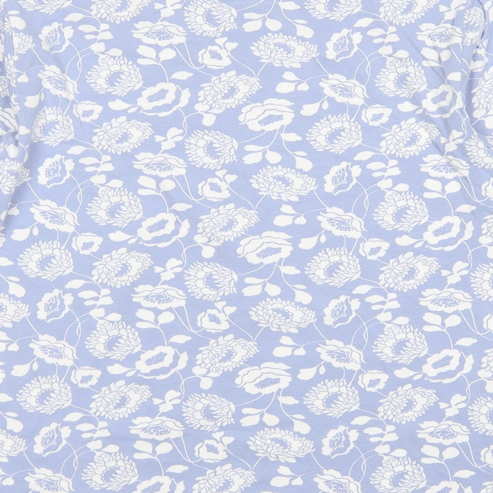 Marks and Spencer Womens Blue Floral  Basic T-Shirt Size 16