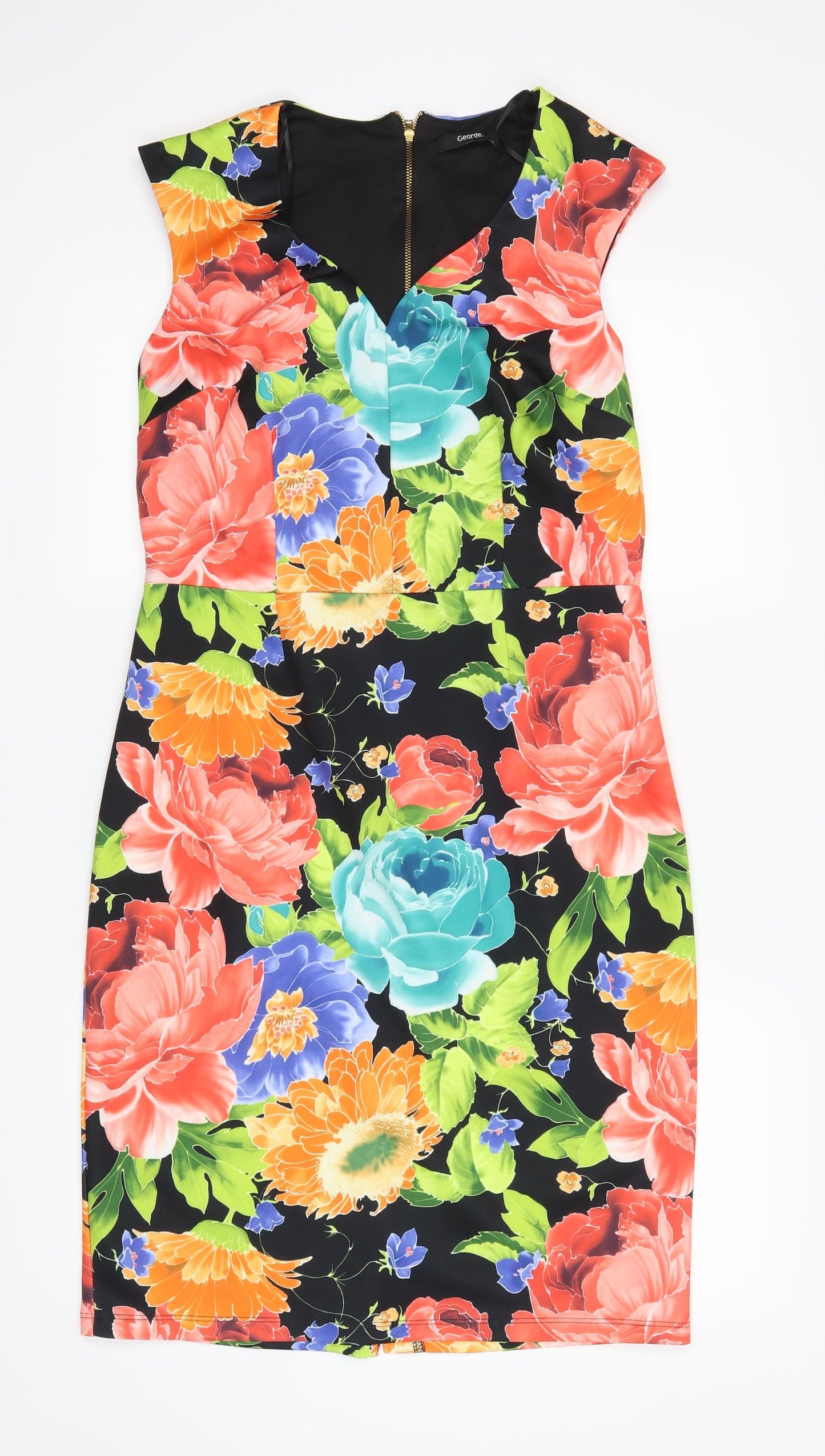 George Womens Black Floral  Bodycon  Size 12