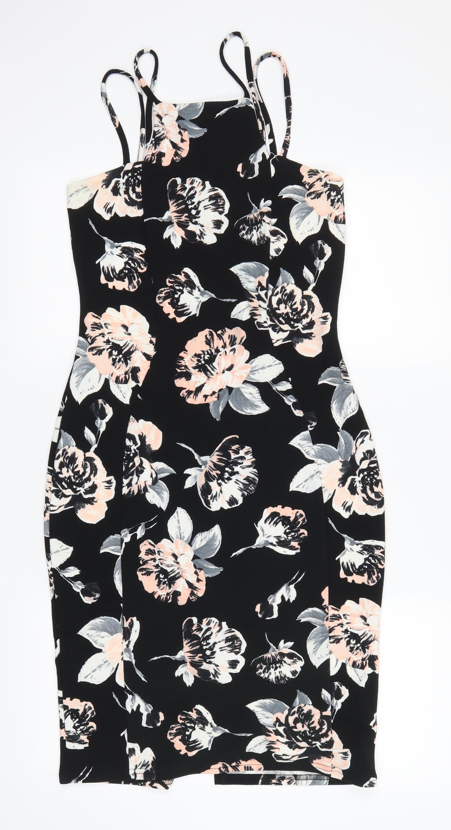 Quiz Womens Black Floral  Bodycon  Size 12