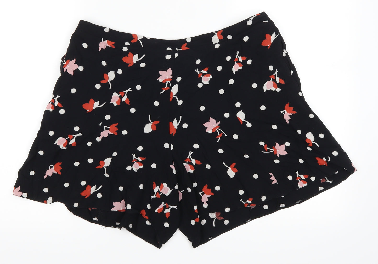 F&F Womens Black Polka Dot  Hot Pants Shorts Size 12