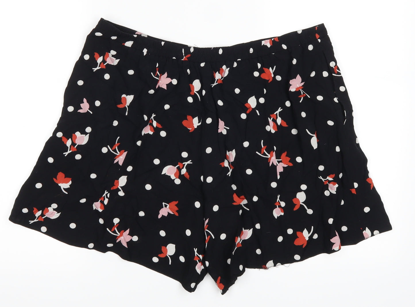 F&F Womens Black Polka Dot  Hot Pants Shorts Size 12