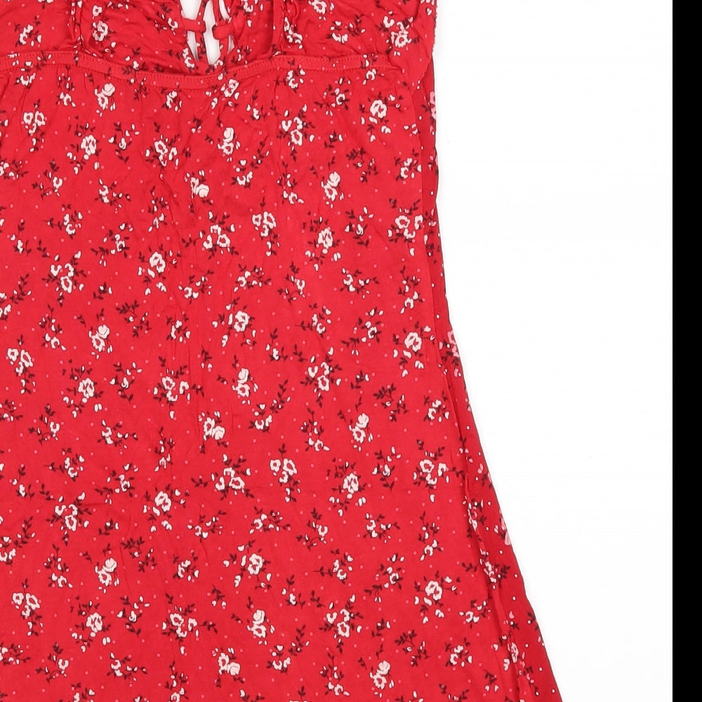 PRETTYLITTLETHING Womens Red Floral  Basic Tank Size 12