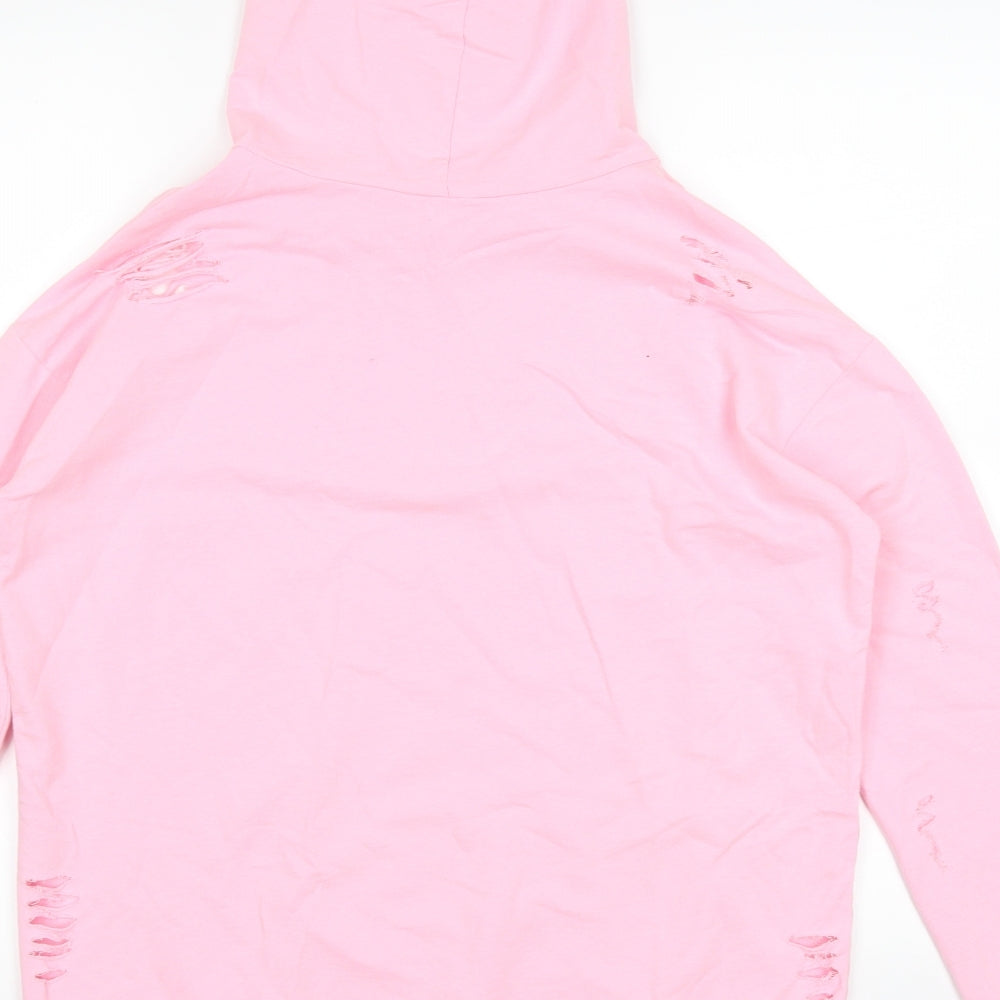 Select Womens Pink   Pullover Hoodie Size 10  - Distressed