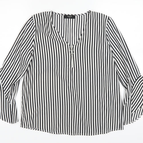 Papaya Womens Black Striped  Basic Blouse Size 10