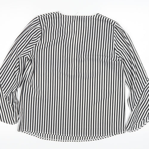 Papaya Womens Black Striped  Basic Blouse Size 10